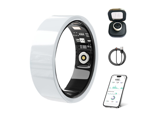 Smart Ring for Women Men Without Subscription Ceramic Design Health Tracking smart Ring for Sleep, Heart Rate, Stress & Activity Tracking (White, 9)