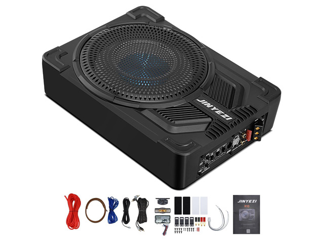 10' 1200W Under Seat Car Subwoofer, Aluminum Housing, Black Upgraded IRS2095 (IC) + IRL540N (MOSFET) Class D Amplifier, Upgrade Bass Enhancement...