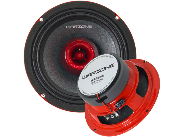 WZ65PS 6.5-Inch Mid-Range + Driver Speaker, 1000W Max, 4 Ohms, 20oz Magnet, Aluminum Dome Tweeter, and Steel Basket for Car Audio (2 Speakers)
