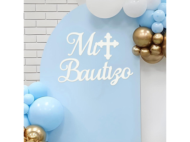 Mi Bautizo Sign for Backdrop - White Felt Mi Bautizo Decal Baby Shower Baptism Religious Decorations God Bless Cross Comuniòn Party Backdrop Sign...
