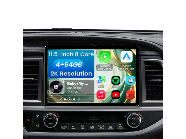 11.5 Inch 8 Core 4GB+64GB Car Radio Stereo for Toyota Highlander 2014-2019, 2K Touchscreen Android 13 Head Unit with Wireless CarPlay & Android...