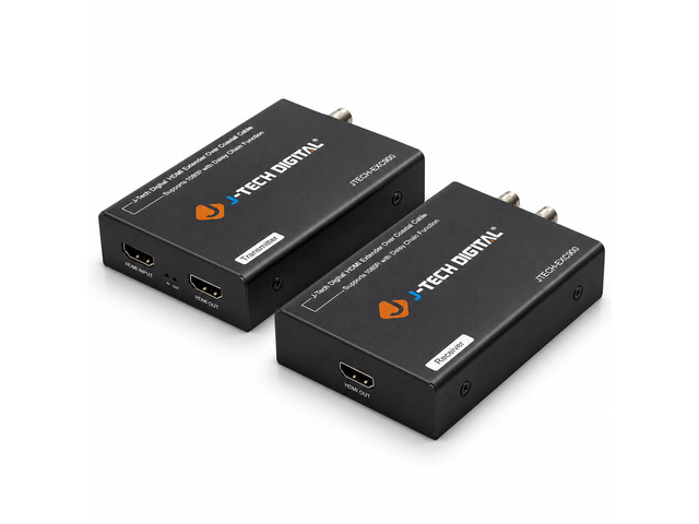 HDMI Over Coax Coaxial Daisy Chain Extender 900 FT RG6 / RG7 / RG11 1080p for CCTV, DVR, Cable Set Top Box [JTECH-EXC900]