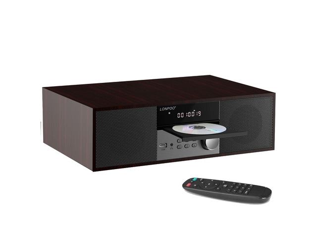 Bluetooth Stereo System for Home, 40W CD Player with FM Radio Built-in DSP, 3' Woofer, Preset 20 FM Stations,12mm Thick MDF, Aluminum Panel, Home...