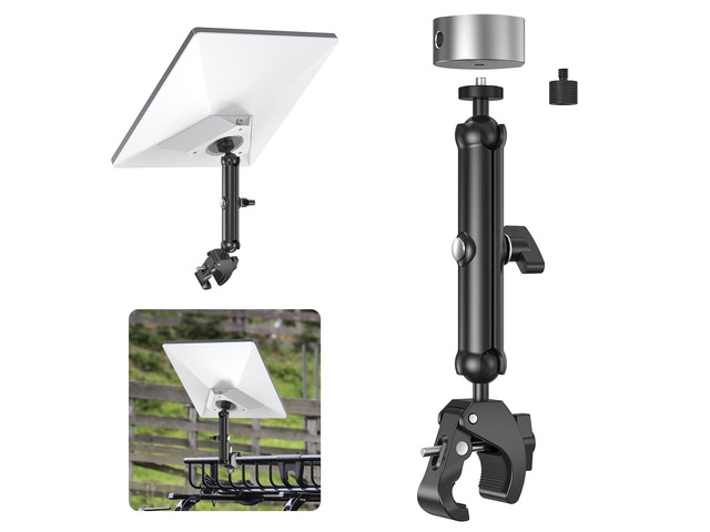 Starlink Mini Clamp Mount, Aluminum Starlink Mini Pole Mount Kit with 1/4'-20 & 3/8'-16 Thread & Clamp Bracket for 2026/2025 StarLink Mini, RV,...