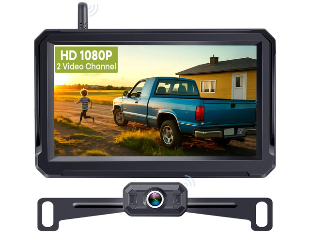 1080P HD 5 Inch Wireless Backup Camera for Trucks: 15-Min Easy to Install Clear Night Vision,150° Wide Angle View with Customizable Parking Line...