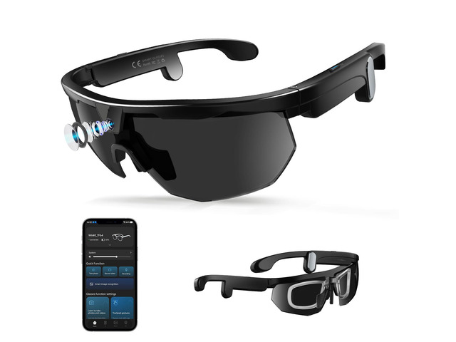 AI Cycling Camera Glasses with 4K Video & 32MP Photo, Polarized UV400 Smart Sunglasses with Camera, EIS Stabilization, IP66 Waterproof Bluetooth...
