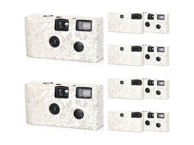 10 Pack Disposable Camera Bulk for Wedding, 35mm Single Use Camera Bulk with Flash One Time for Gathering Wedding Travel(Gold Rose,Retro Color Film)