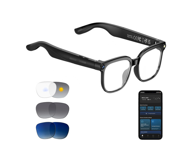 AI Smart Glasses with Camera, 8MP HD Camera Glasses with Video Recording, Real-time Translation & AI Voice Assistant, Identify Objects, IP65...