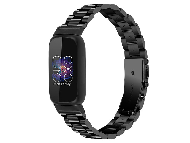 Stainless Steel Band Compatible with Fitbit Inspire 3, Adjustable Metal Watch Bands BraceletsWristband Replacement for Women Men(Black)