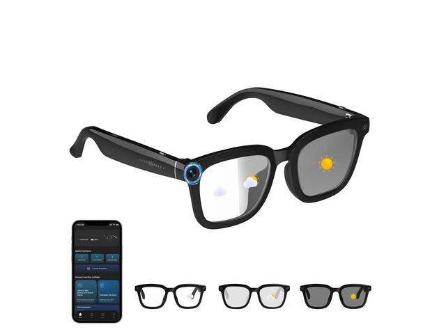 AI Smart Glasses with Camera, 8MP Camera Glasses for Men & Women, 4K HD Video Recording Glasses with AI Assistant, Object Recognition, Color-Change...