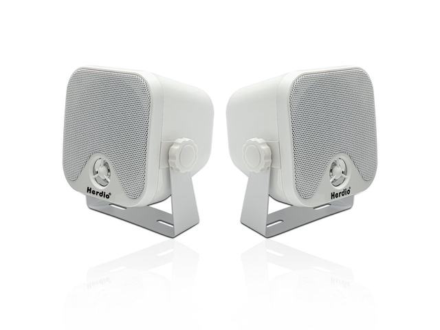 4' Heavy Duty Waterproof Boat Marine Box Outdoor Speakers Surface Mounted for Skid Steer ATV UTV RZR Golf Cart (White)