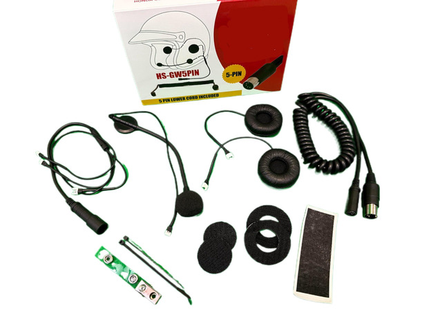Motorcycle Helmet Headset Compatible with 5-Pin Honda Goldwing, Yamaha Star Venture, and Kawasaki Voyager 1700 Audio Systems Includes 5-Pin Honda...