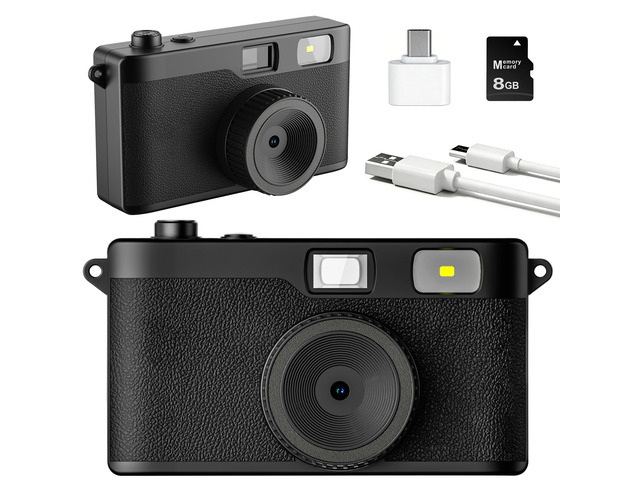 Screen Free Digital Camera, Reusable 12MP Vintage Digital Camera with Unlimited DIY Filters, OTG Support and Flash Light for Summer Camp with 8GB...