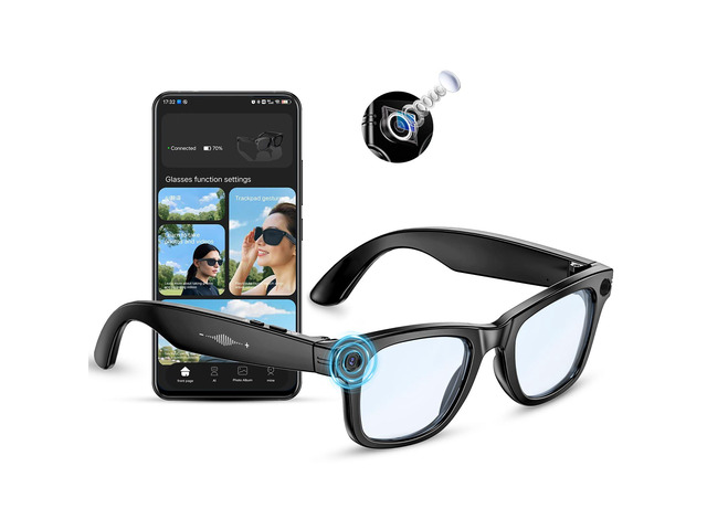 AI Smart Glasses 4K HD Camera, BT Call, 800W Anti-Shake Camera Glasses with Video Recording Dual Mic, Simultaneous Interpretation/GPT Identify...