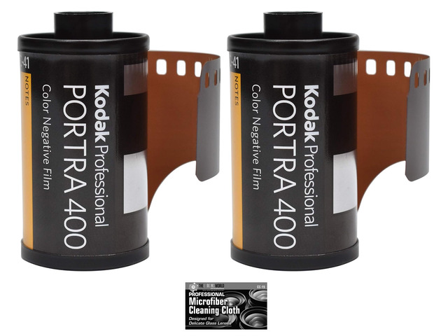 Kodak Professional Portra 400 Color Negative Film (35mm Roll Film, 36 Exposures) - 2 Pack with Cleaning Cloth