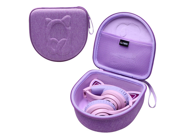 Kids Headphones Case for Cat Ear Kids Headphones, Purple (Only Case) Compatible with iClever BTH13 / HS01 / HS20 and Riwbox CT-7 / CT-7S / CF9...