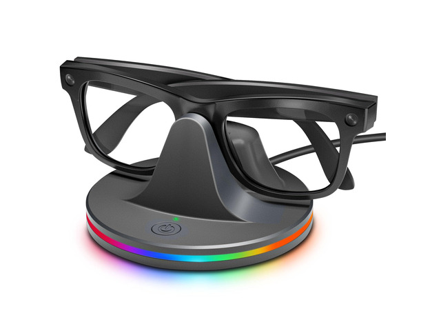 Charging Station for Meta Ray-Ban Glasses, Space Gray Compatible with Wayfarer, Skyler, Headliner & Oakley Meta HSTN, 7-Color RGB Light and USB-C...