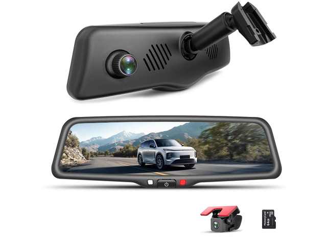 OEM Rearview Mirror Dash Cam, 9.66' Full Touch Screen Factory Installed 2K F & 1080P R, WiFi, Night Vision, Auto Brightness Anti-Glare, 24H...