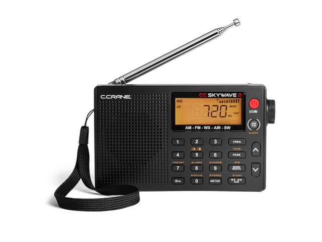 C. Crane CC Skywave 2 AM, FM, Shortwave, NOAA Weather + Alert, VHF Aviation Band, Small Battery-Operated Portable Travel Radio with Clock and Alarm