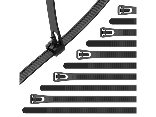 24 Inch Black Resuable Long Zip Ties Heavy Duty 100 Pcs 120 LBS Releasable cable ties, Extra Long Zip Ties, Adjustable Tie wrap, Removable Wire...
