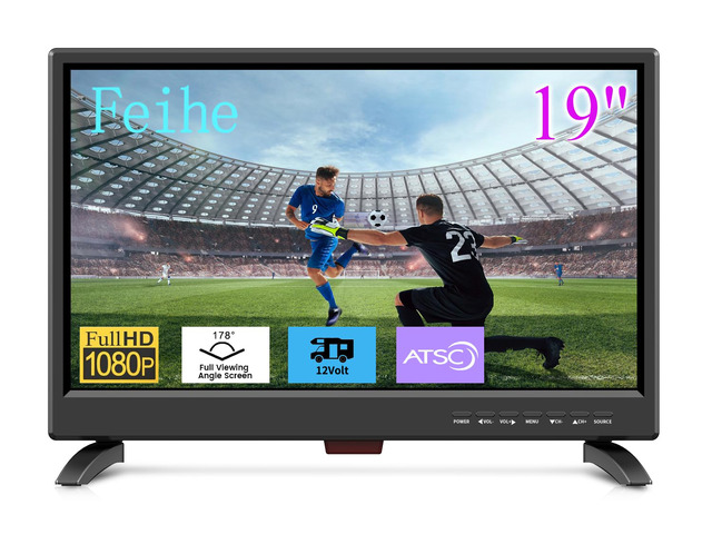 19 Inch LED Widescreen TV with Digital ATSC Tuners HDMI/VGA/RCA/USB, 19 Inch Flat Screen TV w/Built in Dual Speakers for Kitchen and RV Camper(No...