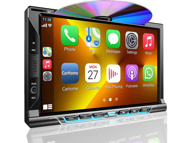 Double Din Car Stereo with CD/DVD Player, Apple CarPlay/Android Auto 7 Double din Radio with Backup Camera, Mirror Link, Bluetooth, AM FM Radio...