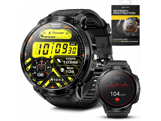 Bravo XL 2 Smartwatch for Men, Big Face Tactical Smart Watch, 720mAh 21-Day Battery, AMOLED Display, Built-in Flashlight, Bluetooth Calling, IP68...