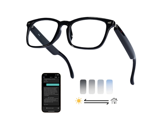 AI Smart Glasses, 164 Language Translation Glasses, Bluetooth Glasses with Speakers for Music and Calls, Photochromic Lenses, 170mAh Battery for...