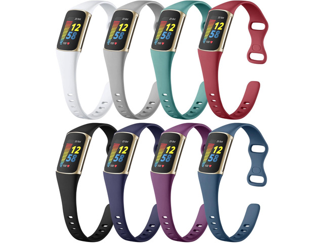 8 Pack Band Compatible with Fitbit Charge 5 Bands/Charge 6 Bands for Women Men, Soft Silicone Adjustable Sport Slim Waterproof Replacement...