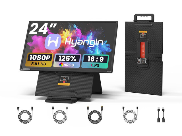 24-inch Large Portable Monitor for Laptop, 2026 Upgraded 1080P FHD 100Hz Portable Screen,125% sRGB IPS Portable Second Monitor with Adjustable...