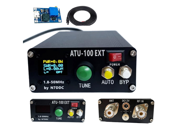 ATU-100 EXT Antenna Tuner 1.8-50MHz atu100 by N7DDC 7x7 0.96 Inch OLED 3.2 Firmware Programmed with Housing Assembled Machine with USB CableNo...