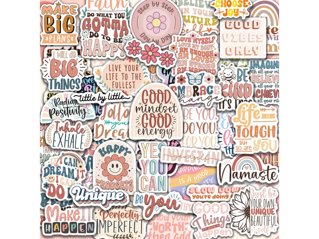 300PCS Motivational Stickers for Vision Board by Water Bottles Laptops, Inspirational Quote Waterproof Vinyl for Journals Cups, Affirmation Boho...
