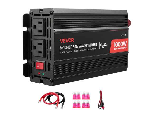 1000W Power Inverter, 12V DC to 120V AC Modified Sine Wave Inverter, Car Charger Converter with USB & Type-C Port, 2 AC Outlets, LED Indicator...