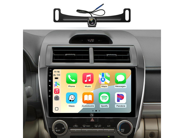 Car Stereo Radio for Toyota Camry 2012-2014, Wireless CarPlay Android Auto 10.2-inch IPS HD touchscreen, 64G storage, 5G WiFi GPS, Bluetooth FM...