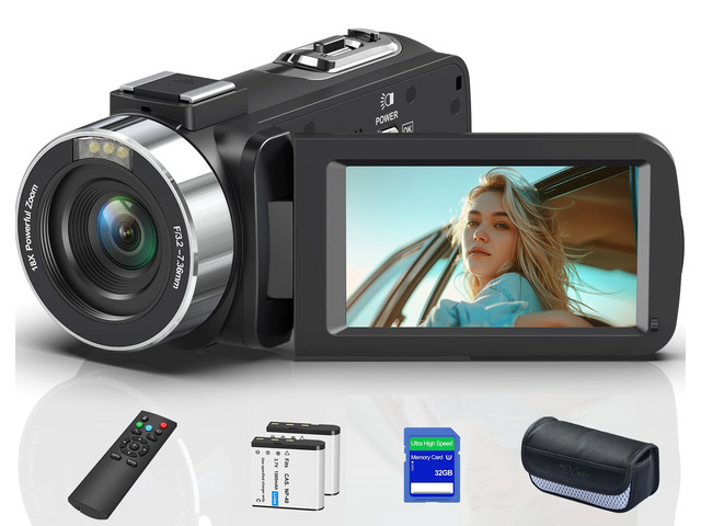 8K 64MP Video Camera 18X Digital Camcorder Video Camera for YouTube 3.0 inch Flip Screen Camcorder Vlogging Camera with 32GB SD Card, 2.4G Remote...