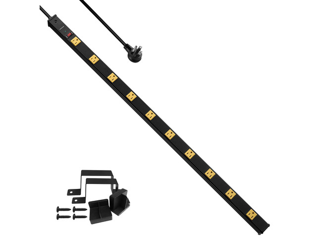 10 Outlet Long Power Strip, 1000 Joules Surge Protector 6FT Cord, Industrial Heavy Duty, Flat Plug, 15A Breaker, Wall Mountable, Work Bench,...