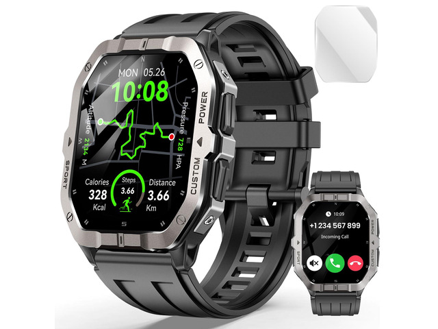 Military Smart Watches Built-in GPS, Bluetooth Call 2.02'' Smart Watches for Men, Heart Rate Monitor, Sleep Monitor, 2 ATM Waterproof, 100+ Sports...