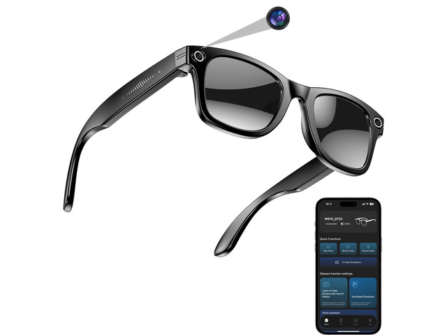 AI Smart Camera Glasses for Men Women, 4K Photography,1080P HD Video Recording,Real-Time Translation, Open-Ear Audio,Voice Assistant, Lightweight