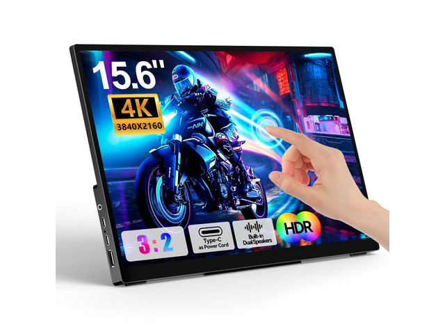 Portable Touch Monitor 15.6-inch 4K UHD 3840Ã—2160 100% sRGB USB-C HDMI Monitor,Aluminum Alloy Shell,10-Point TouchPortable IPS Screen Computer...
