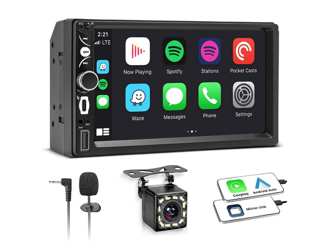 Wireless Double Din Car Stereo A-pple Carplay Radio Screen for Car Audio Receivers, Bluetooth Car Play Android Auto 7' Touchscreen, Car Radio...