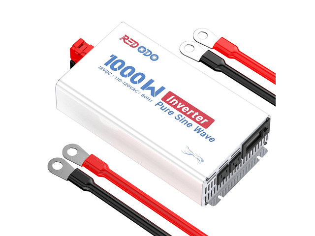 Pure Sine Wave Inverter 1000W Convert DC 12V to AC 110V, Monitoring Screen Showing Real-Time Status, for Off-Grid Solar Power System, RV, Home...