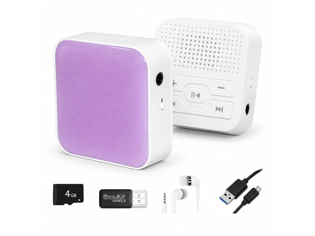 MP3 Player: Portable, Screen-Free, with Wired Headphones & Speaker Play. with 4GB Memory Card (Stores 500+ Songs), HD Resin Panel, Ideal Student...