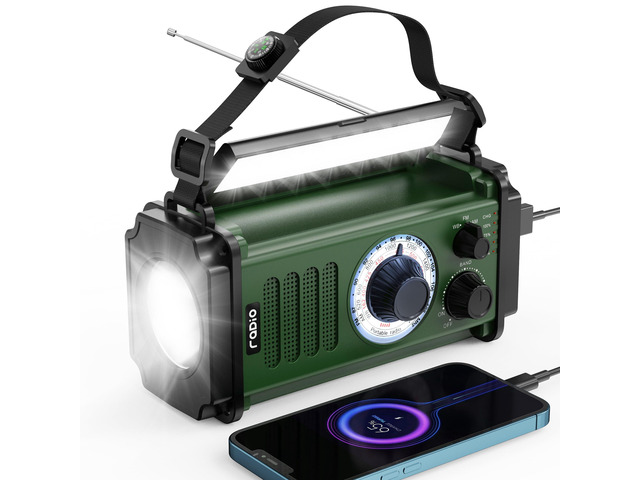 10000mAh/37000mWh Emergency Radio, Solar Radio, Hand Crank Radio, NOAA AM FM Weather Radio, 4 Charging Methods, Polymer Battery, Flashlight &...