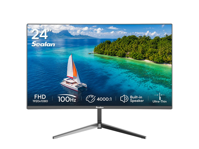 24 Inch Computer Monitor, FHD 1080P, 100Hz VA Display with Built-in Speaker, HDMI DP, FreeSync HDR10, 98% sRGB, VESA Mountable for Home Office...