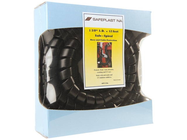Caplugs SPPC Series Safeplast Pre-Cut Spiral Wrap, Hose & Cable Protector, Black HD-PE, 1.5' OD x 12' Pre-Cut Length, Hydraulic & Pneumatic Hoses...