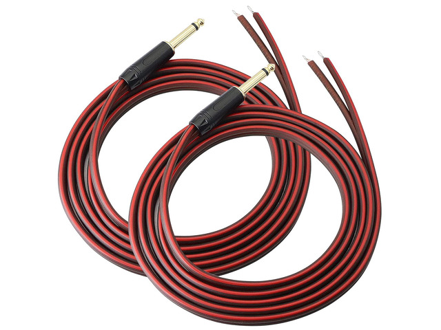 1/4' Gold-Plated TS Mono Plug to Bare Wire Speaker Cable -6.35mm Male Mono Adapter Replacement Open End for Guitar, Mic & DJ Gear Hi-Fi Audio...
