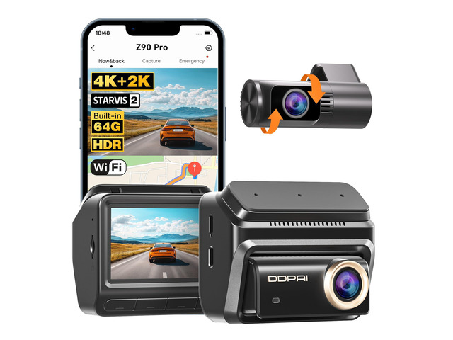 4K Dash Cam Front and Rear, STARVIS 2 IMX678, Built-in 64G eMMC Dual HDR Car Camera, WiFi Dash Camera for Cars with GPS,AI ISP Night Vision 2.0,3'...