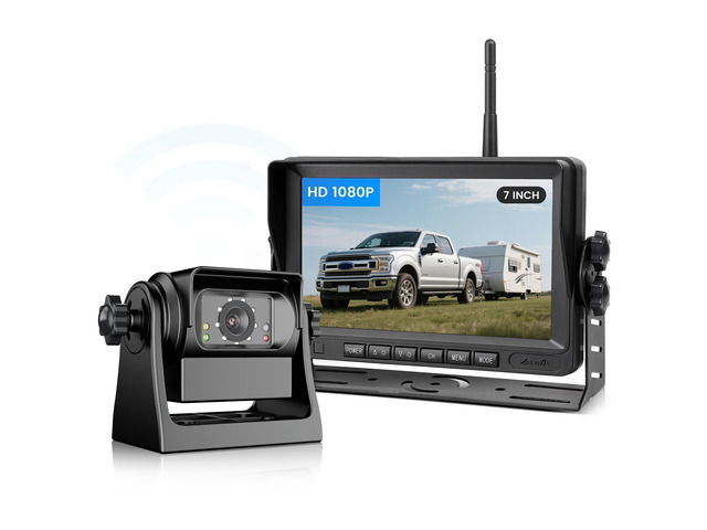 Wireless WiFi Magnetic Backup Camera 7' IPS Monitor HD 1080P Rechargeable Battery No Wiring - Rear View Reverse Monitoring Hitch Camera for Car...