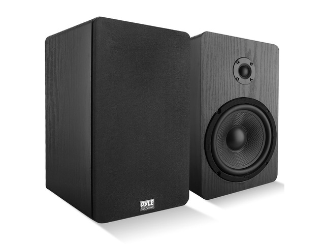 Usa Wood Bookshelf Speaker - 200W Peak - 6.5 in Woofer -.75mm Dome Tweeter - Wall-Mountable Passive Home Theater Satellite - Audiophile Components...