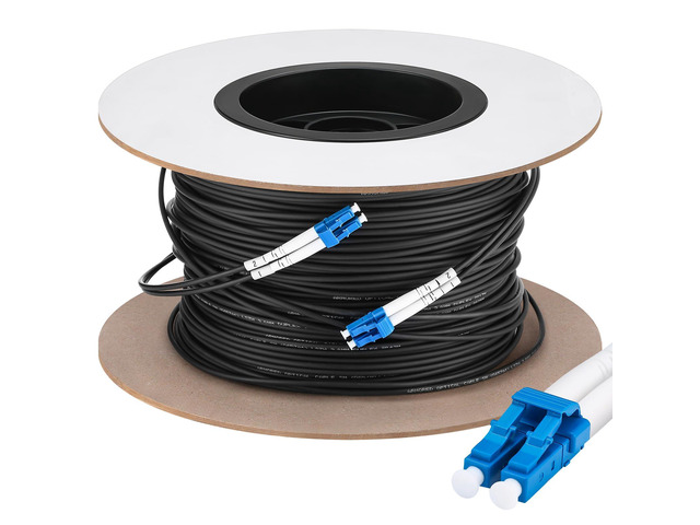 500ft (150 Meters) Fiber Lc to Lc Outdoor Armored Fiber Optic Internet Cable 9/125um Lc Single Mode Duplex Fiber Cable Jumper, Compatible with...
